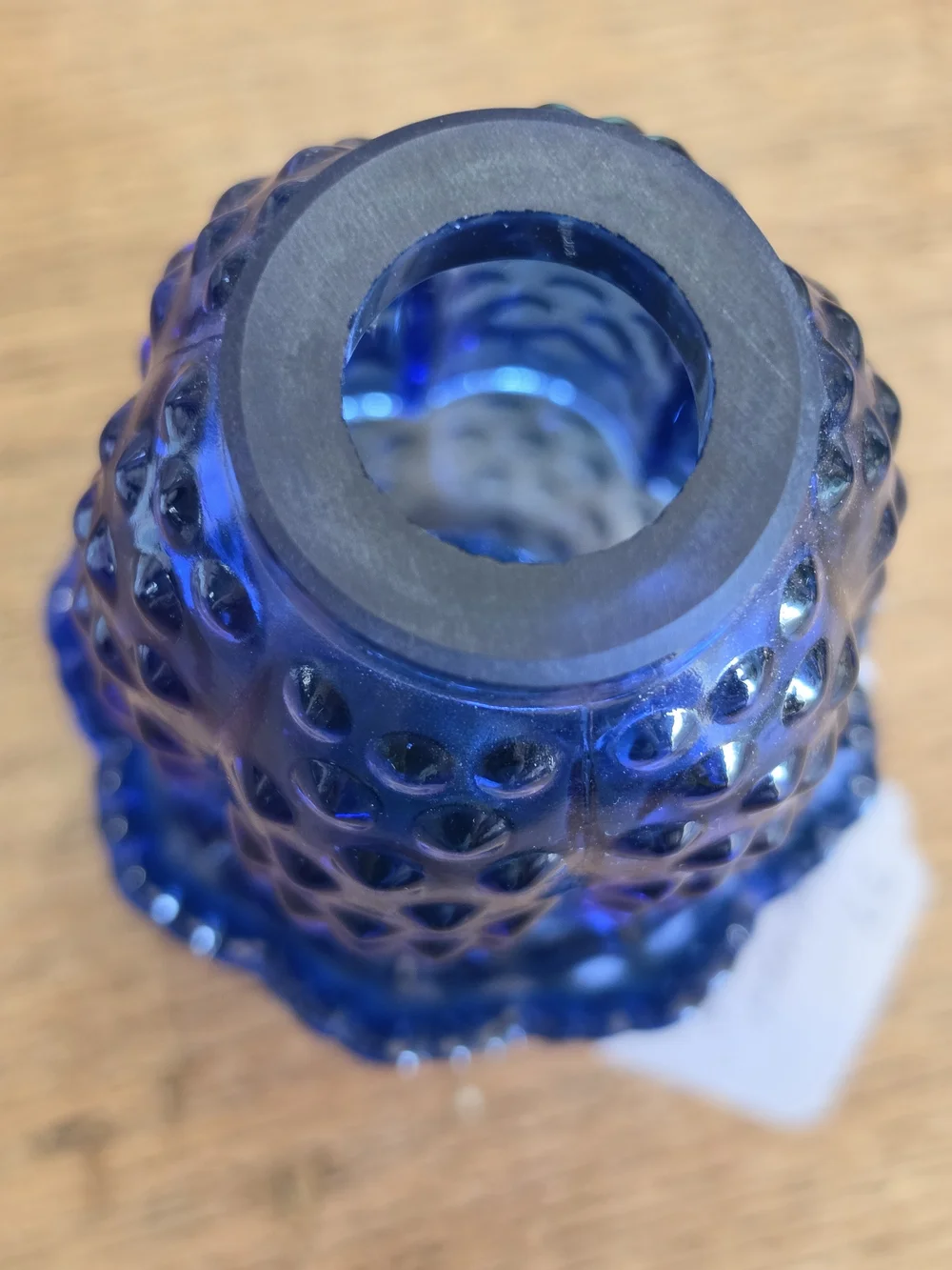 Wilkerson Fenton Cobalt Blue Uranium Hobnail Glass Fairy Lamp